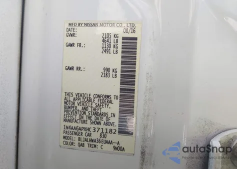 2017 Nissan Maxima 3.5 Platinum from USA, damaged, VIN 1N4AA6APXHC371182